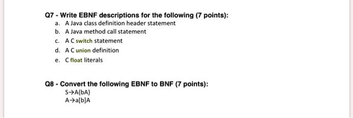 Solved Which of the following is a correct EBNF description