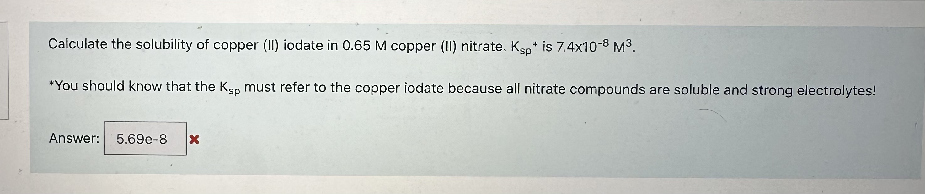 SOLVED Calculate the solubility of copper (II) iodate in 0.65 M copper
