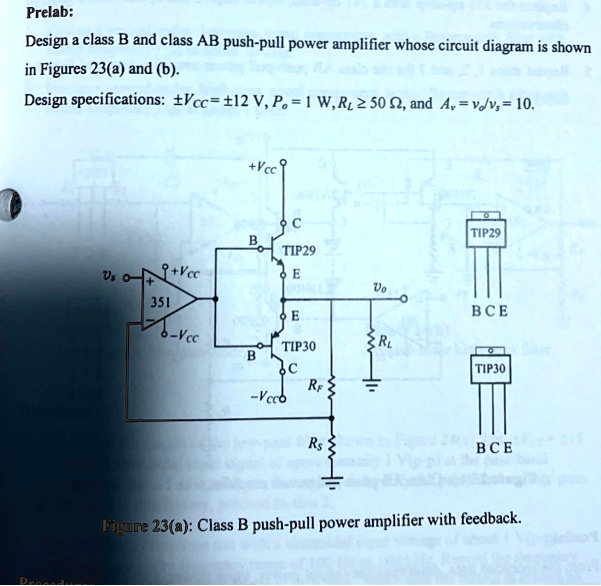 SOLVED: Prelab: Design A Class B And Class AB Push-pull Power Amplifier ...