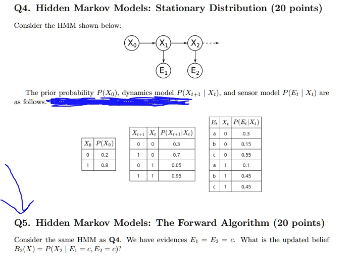 Q4. Hidden Markov Models: Stationary Distribution (20 points) Consider ...
