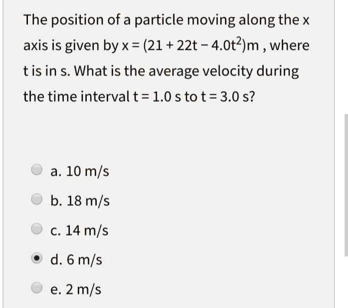 SOLVED: The position of a particle moving along the X axis is given by ...