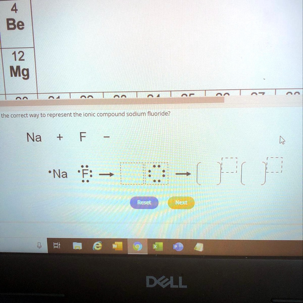 Solved What Is The Correct Way To Represent The Ionic Compound Sodium Fluoride 4 Be 12 Mg The 