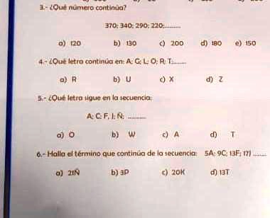 ayuda x fa que letra sigue en la secuencia acfln quc numieo continuo ...
