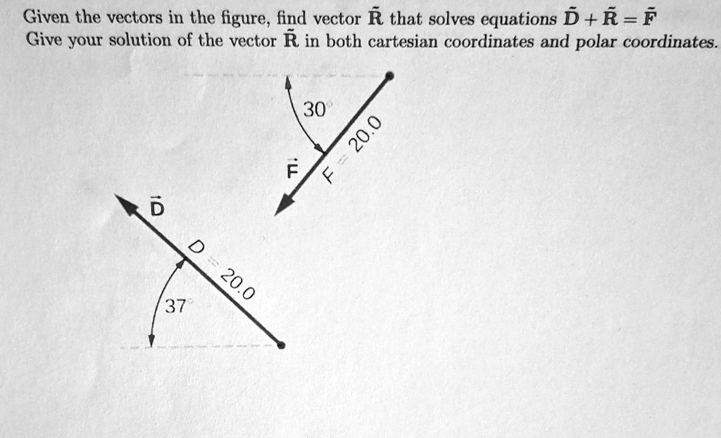 Given the vectors in the figure, find vector R⃗ that solves equations ...