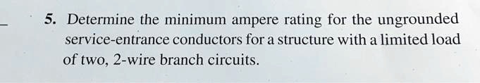 SOLVED: 5. Determine the minimum ampere rating for the ungrounded
