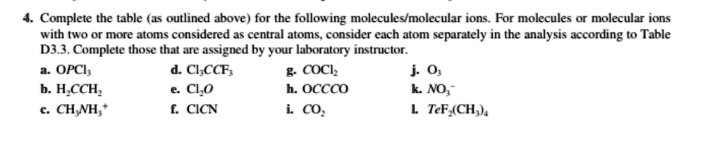 SOLVED:Complele the table (as outlined above) for the following ...