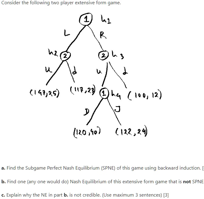 SOLVED: Consider The Following Two Player Extensive Form Game; 41 ...