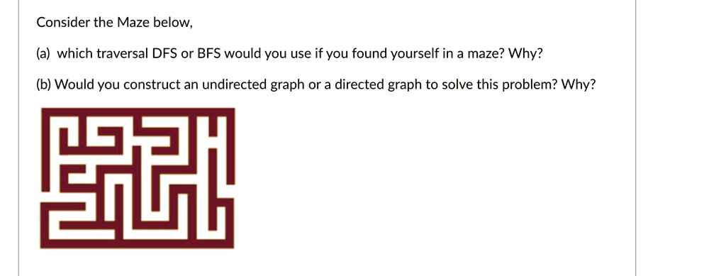 Consider The Maze Below: (a) Which Traversal, DFS Or BFS, Would You Use ...