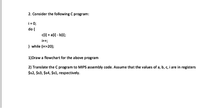 SOLVED: Consider the following C program: i = 0; do c[i] = a[i] - b[i ...