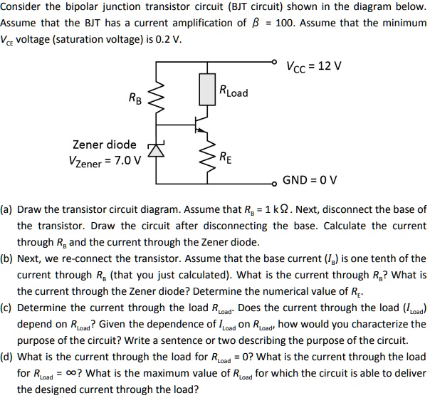 SOLVED Consider the bipolar junction transistor circuit (BJT circuit shown in the diagram below