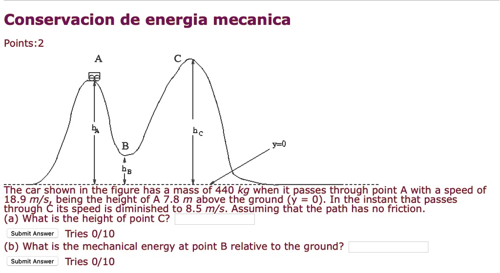 Solved Conservacion De Energia Mecanica Points2 Bc The Car Shown In The Figure Has A Mass Of 3324