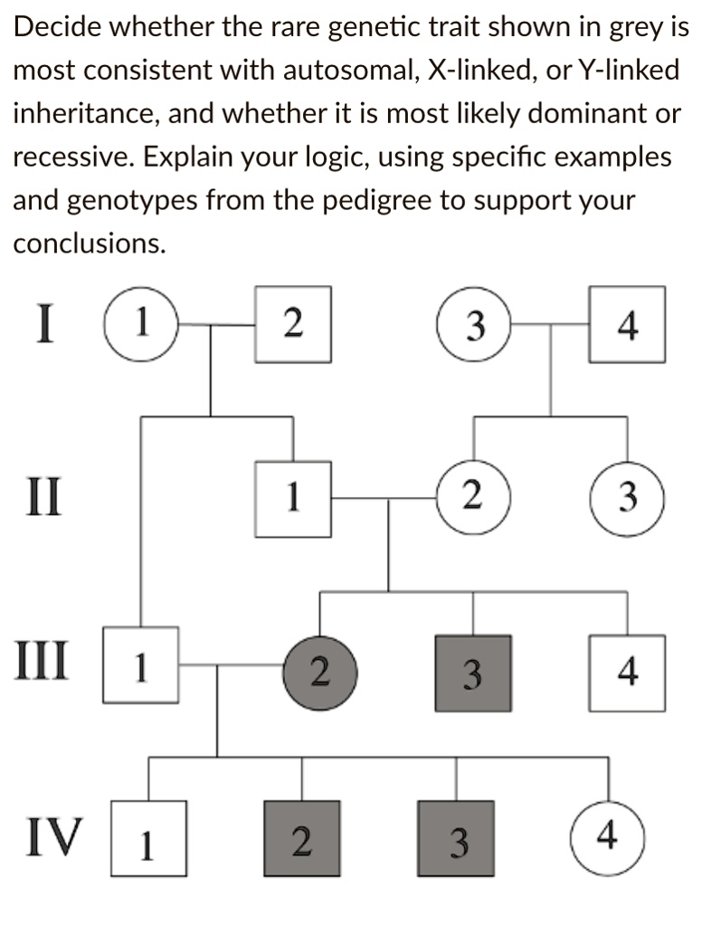 decide whether the rare genetic trait shown in grey is most consistent ...