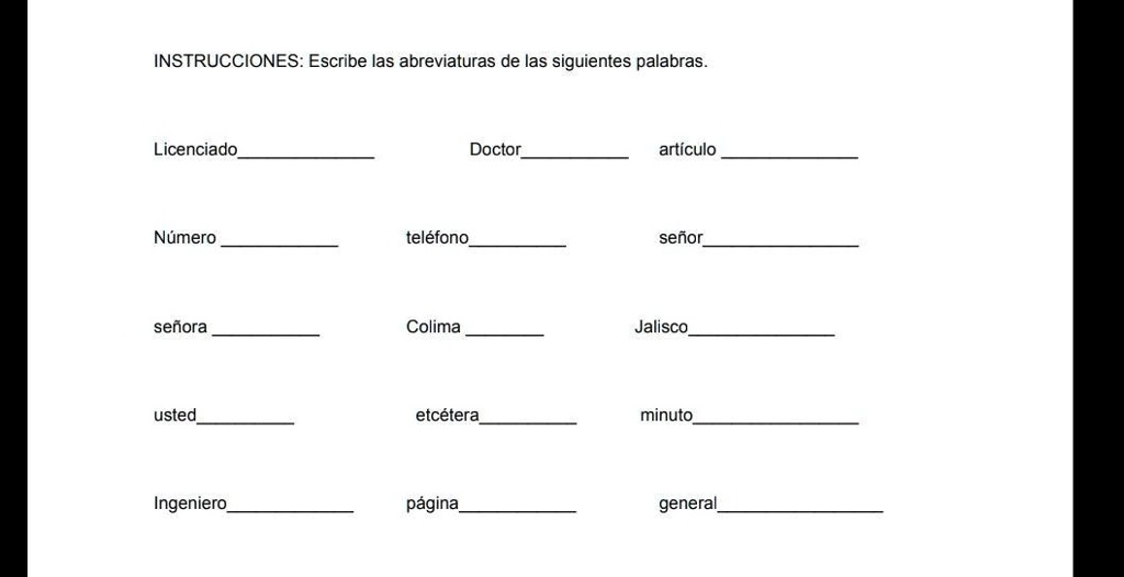 Solved Plis Es Para Hoy¡¡¡¡¡ Instrucciones Escribe Las Abreviaturas De Las Siguientes Palabras 8186