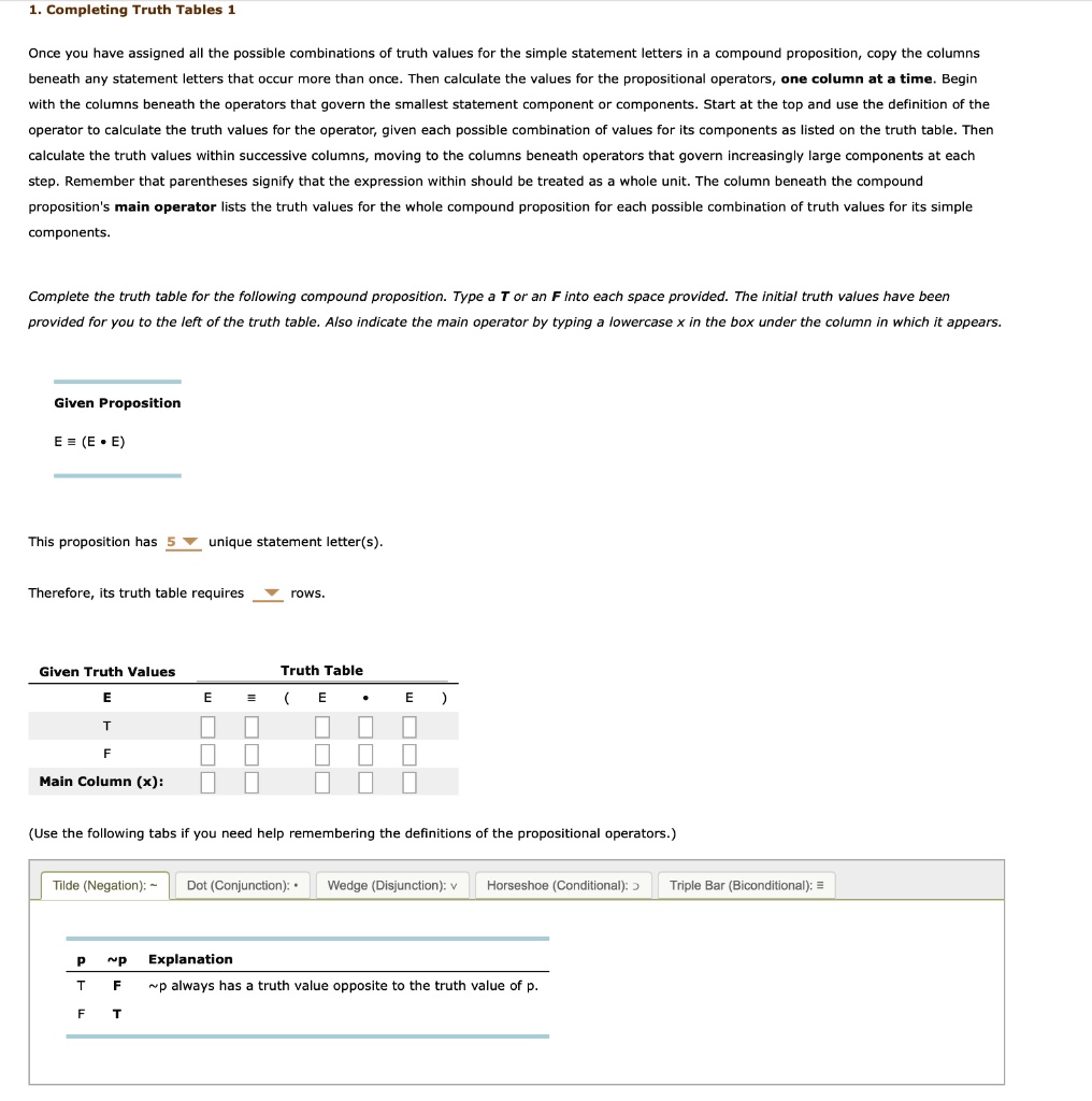 1completing truth tables 1 once you have assigned all the possible ...