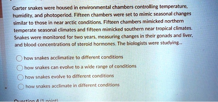 Visual Reference: Garter Snakes Were Housed In Environmental Chambers Controlling