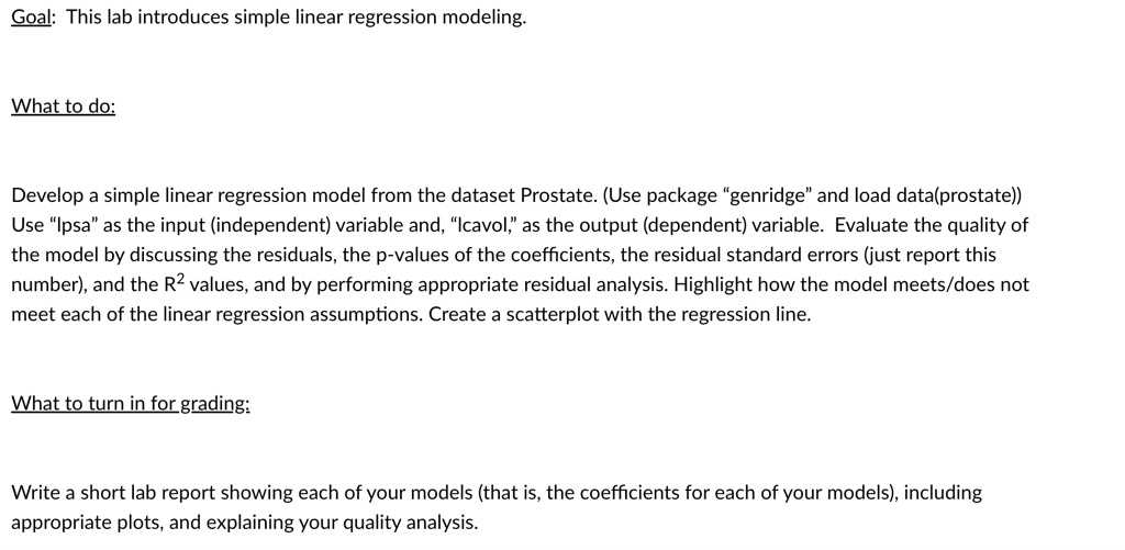 SOLVED: Texts: Goal: This lab introduces simple linear regression ...