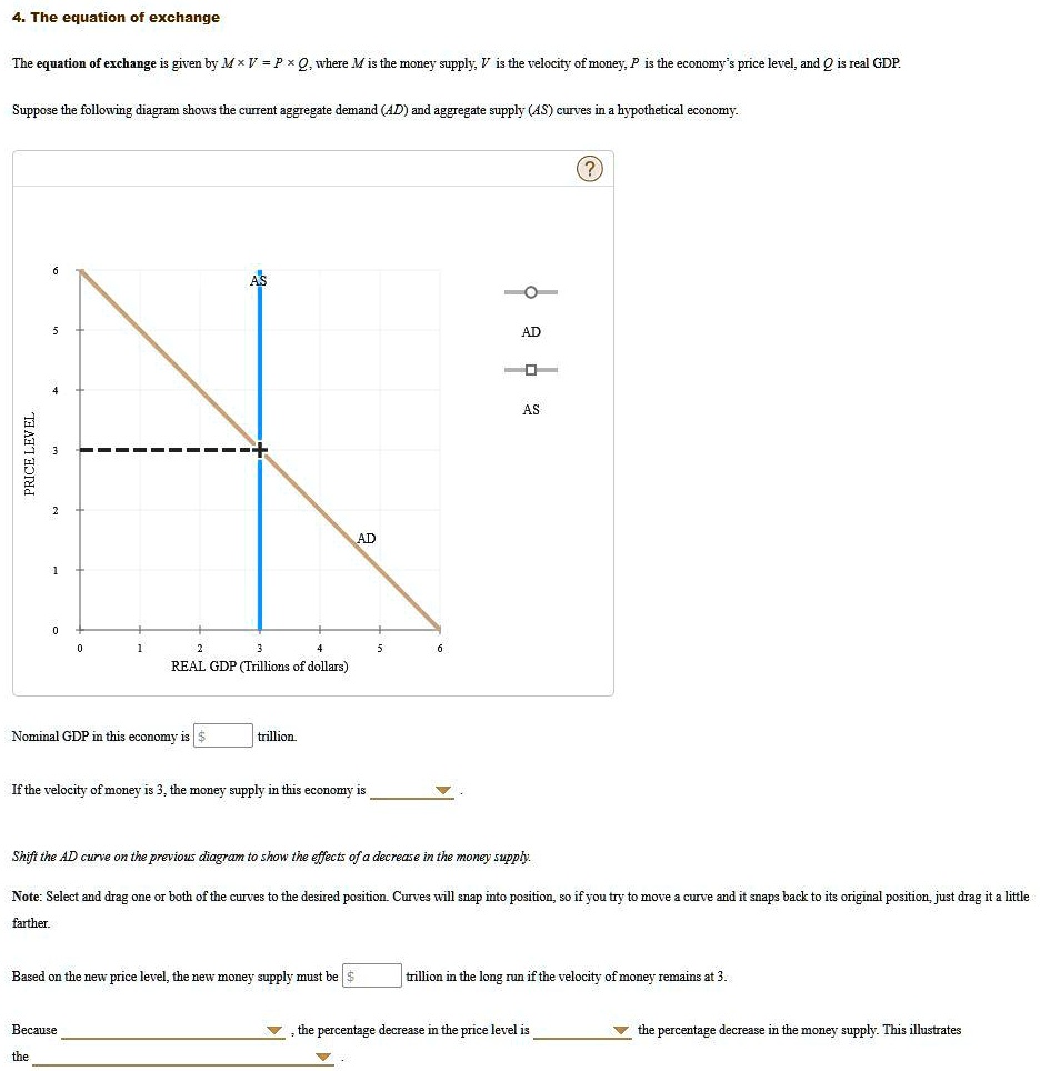 SOLVED: 4.The equation of exchange The equation of exchange is given by ...