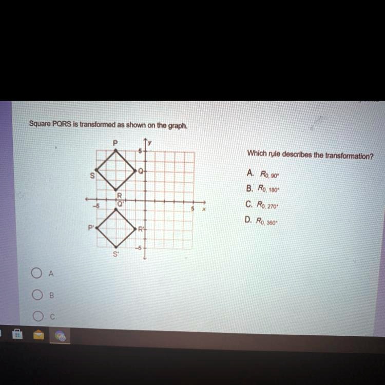 Square Pqrs Is Transformed As Shown On The Graph Which Rule Describes