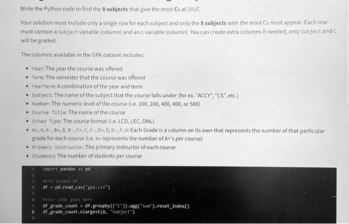 Texts: Write the Python code to find the 8 subjects that give the most ...