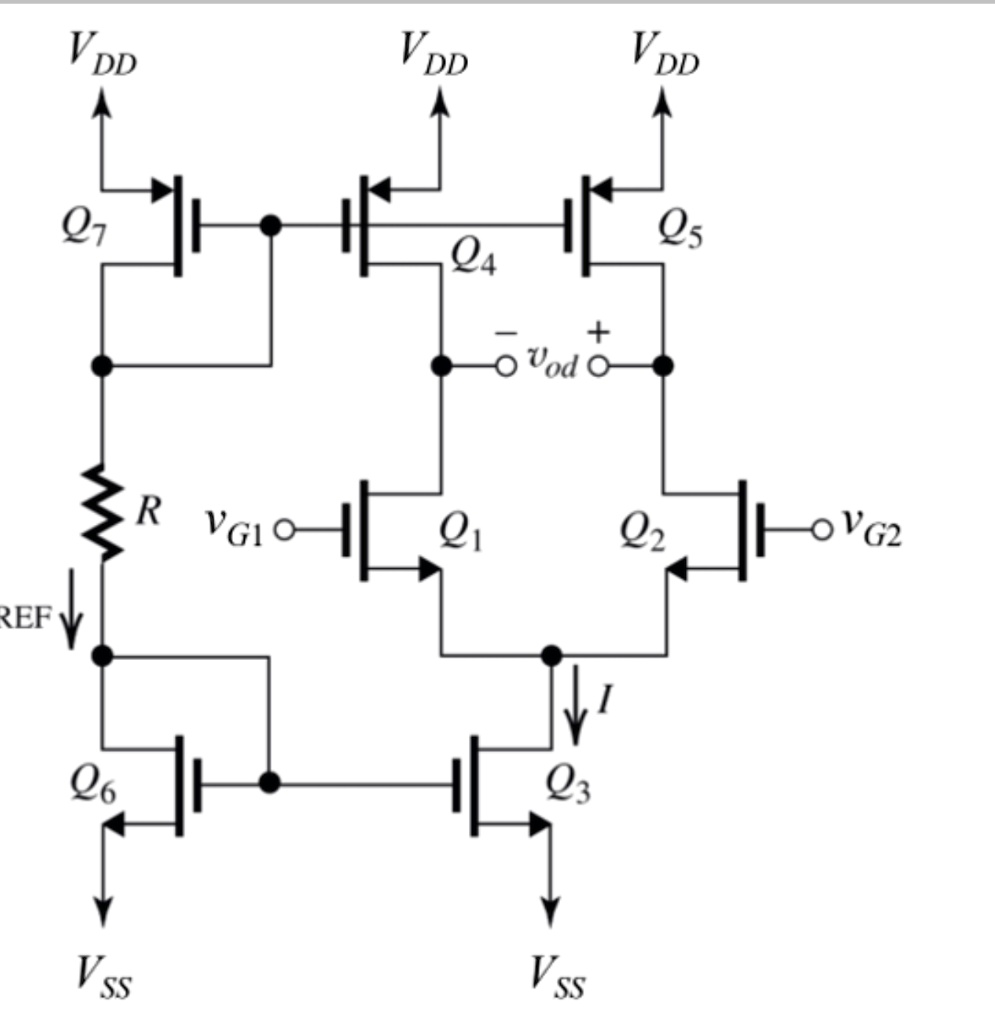 SOLVED: The figure below shows a differential amplifier with current ...