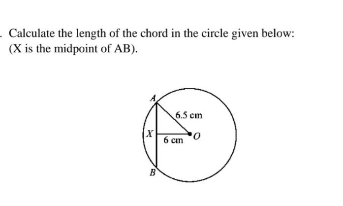 SOLVED: Calculate the length of the chord in the circle given below ...