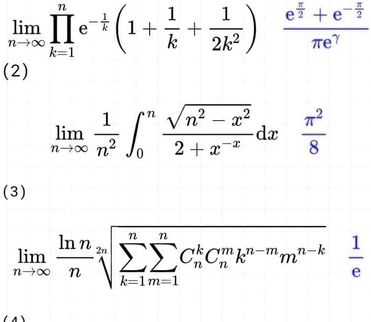 Solved 1 1 Lim Ie 1 N Co K 2k2 K 1 2 Ef E Trey 1 Lim N0 222 J 0 22 22 Dx 2 X I 8 3 N In N 2n 1 Lim Eeckcrk Mm K N 0 N A K Lm 1