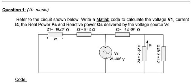 SOLVED: computer application in electrical engineering (Matlab )code ...