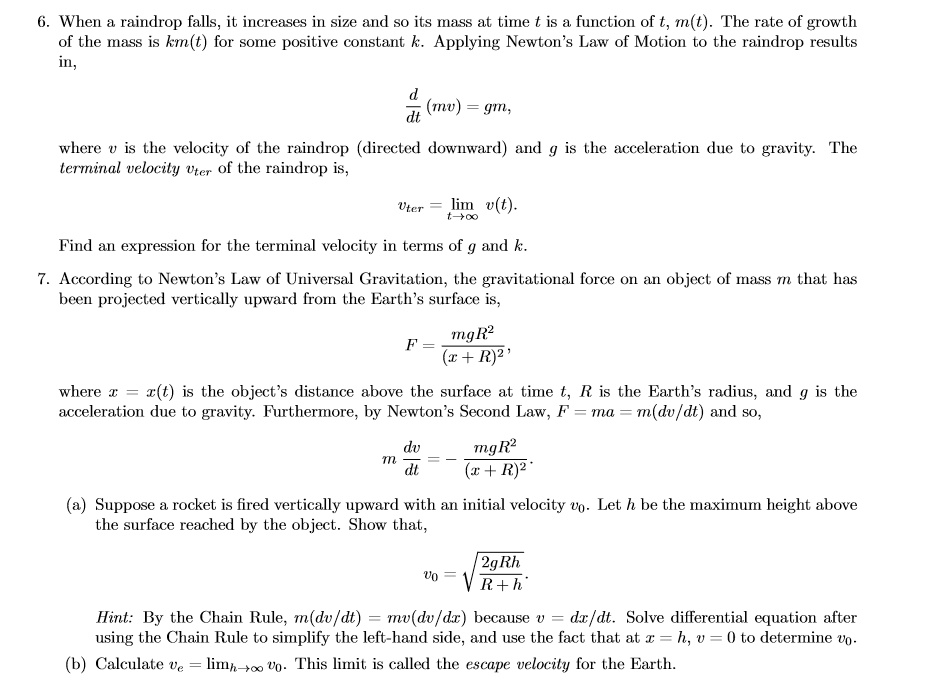 SOLVED: When a raindrop falls, it increases in size and therefore its ...