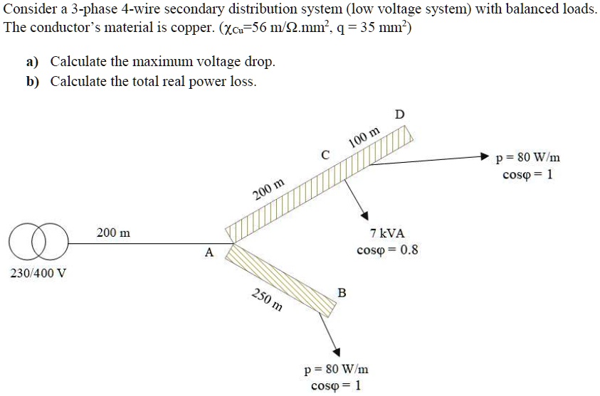 SOLVED: Consider a 3-phase 4-wire secondary distribution system (low ...