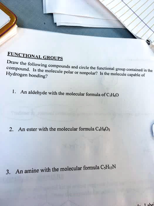 SOLVED: ' Draw the following compounds and circle the functional group ...