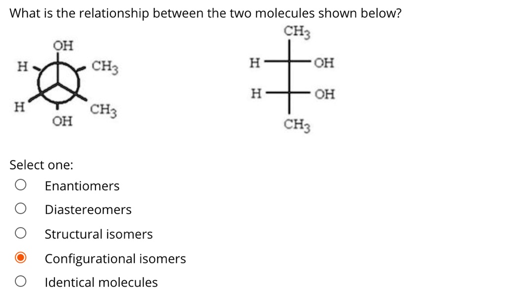 Solved What Is The Relationship Between The Two Molecules Shown Below Ch3 Oh H Ch3 H Oh H Oh 4586