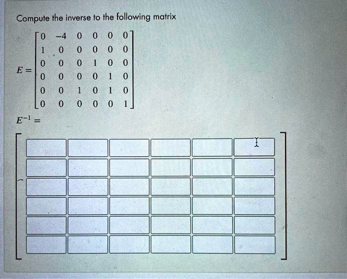 SOLVED Compute the inverse to the following matrix