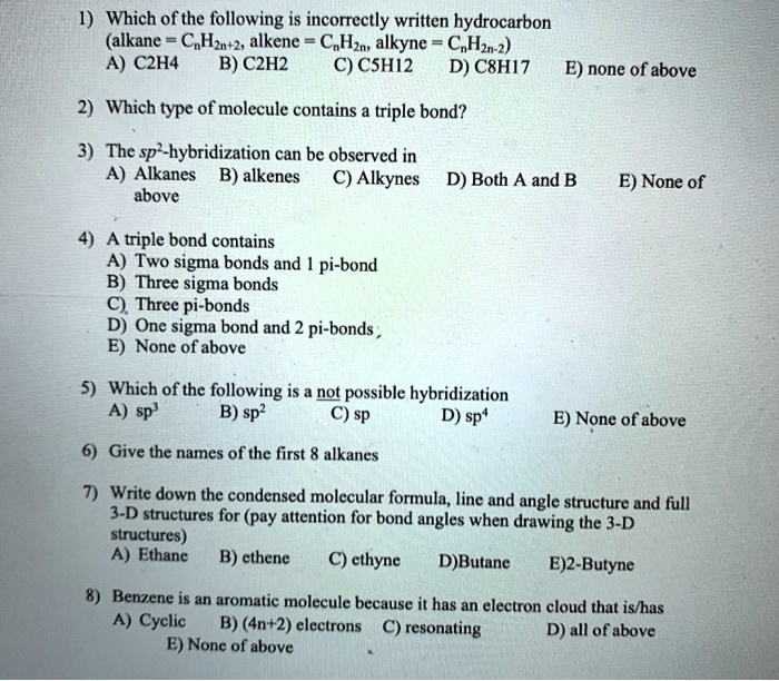 SOLVED Which of the following incorrectly written hydrocarbons