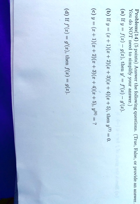 Solved 2 If F 1 9 Then 2 G C 2 2 Y 5 Problem 14 T X 23 7 2 Need 2 C 2 5 Points 3 Then Simplify 3 Answer 3 X 1 3 2 The 3 5 Efolloering 5 2 8 Then Questions 9 3 False Provide An Answer