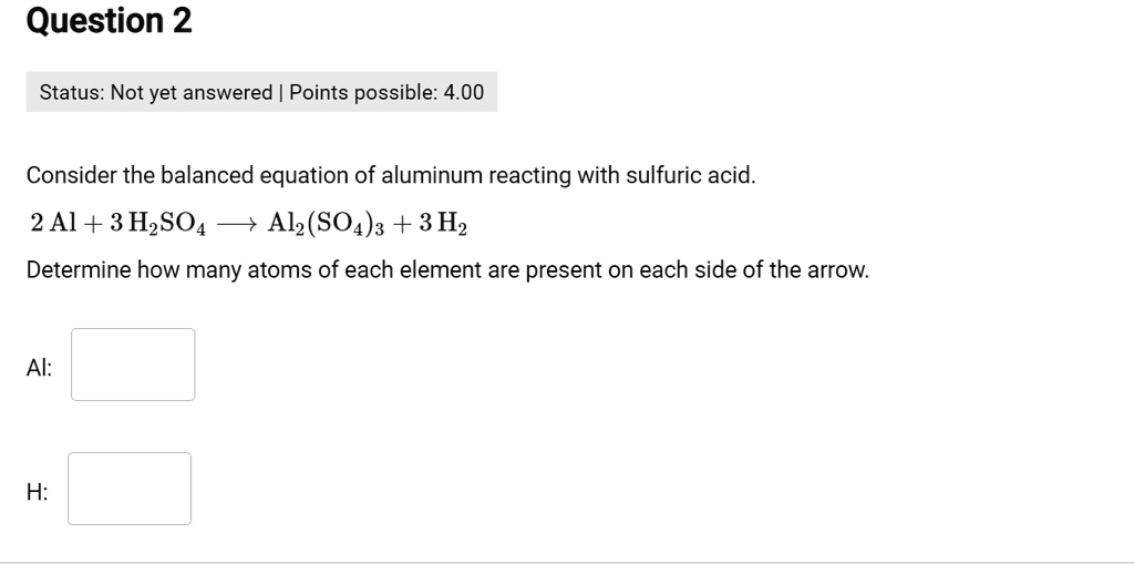 SOLVED: Consider the balanced equation of aluminum reacting with