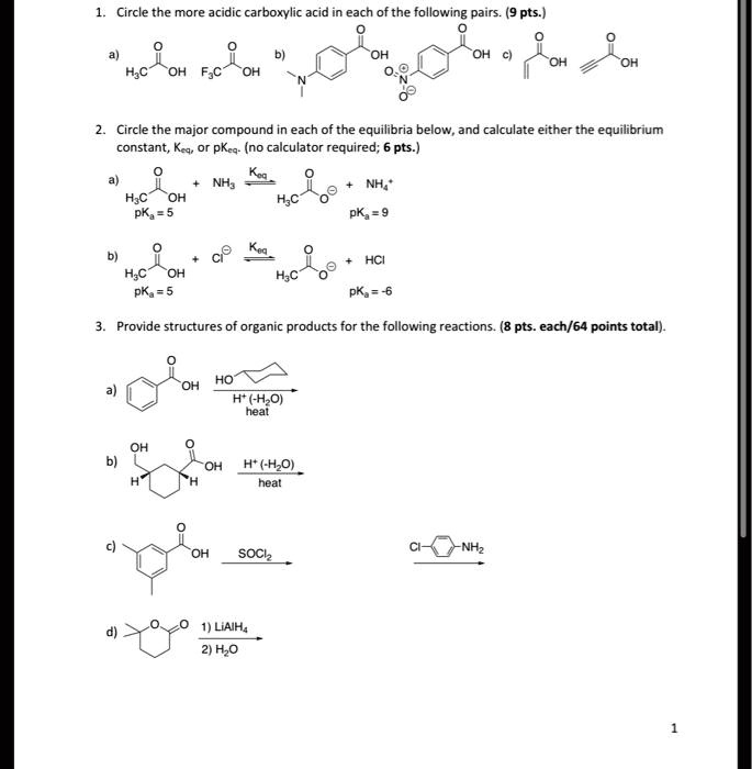 SOLVED: Text: Circle the more acidic carboxylic acid in each of the ...