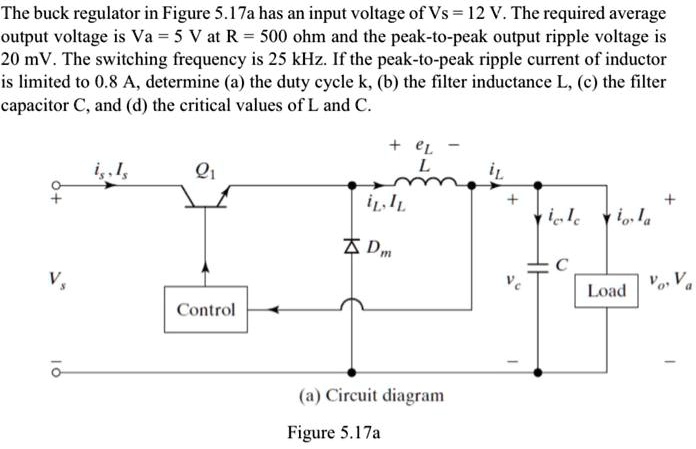 SOLVED: The buck regulator in Figure 5.17a has an input voltage of Vs ...