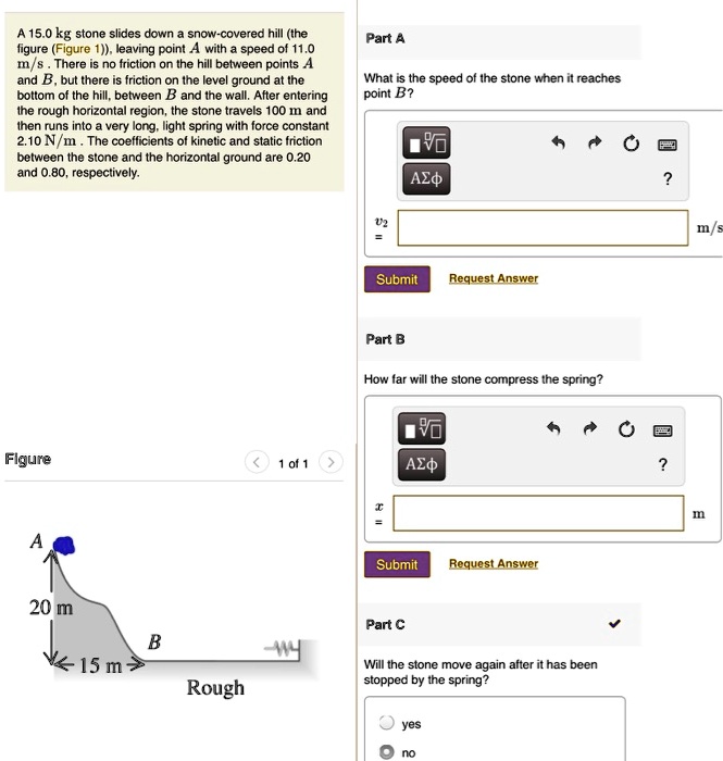 SOLVED: 15.0 Kg Stone Slides Down Snow-covered Hill (Ihe Figure (Figure ...