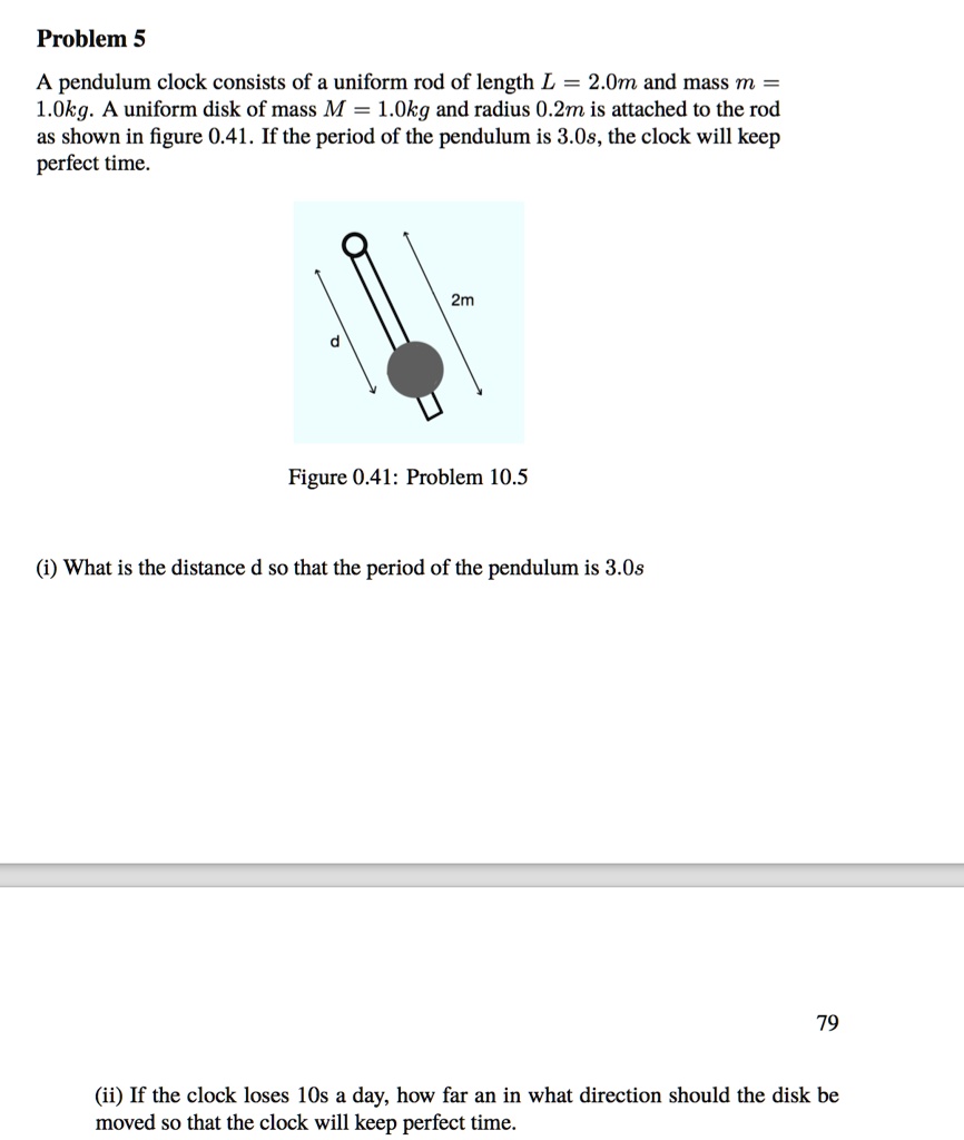 SOLVED Problem 5 A pendulum clock consists of a uniform rod of length