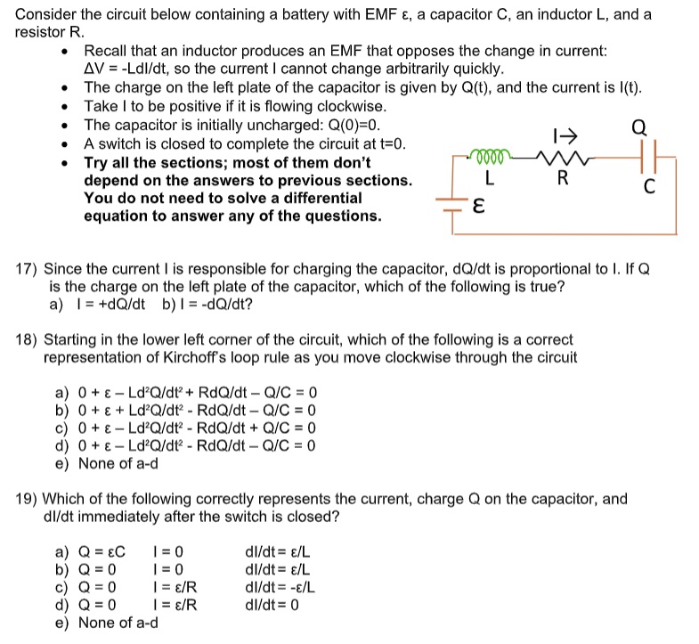 SOLVED Consider the circuit below containing battery with EMF €, a