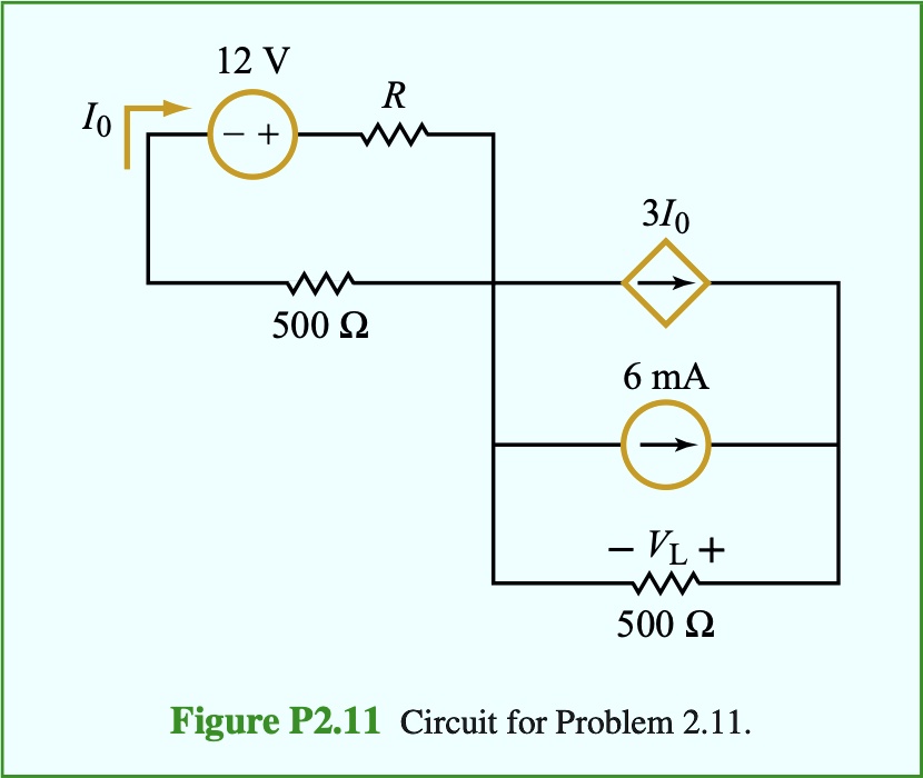 12 V
R
I0
-
3I0
500 ?
6 mA
-VL+
500 ?
Figure P2.11 Circuit for Problem 2.11.