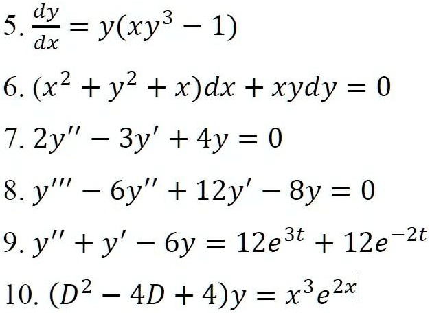 Solved 5 Dy Y Xy 5 1 Dx 6 X2 Y2 X Dx Xydy 0 7 2y 3y 4y 0 8 Y T7 S 6y 12y 8y 0 9 Y Y 6y 12e3t 12e 2t 105 D2 L 4d 4 Y X3 E2x Solved 5 Dy Y Xy 5 1 Dx 6 X2 Y2 X Dx Xydy 0 7 2y 3y 4y 0 8 Y T7 S 6y 12y 8y 0 9 Y Y 6y 12e3t 12e 2t 105 D2 L 4d 4 Y X3 E2x