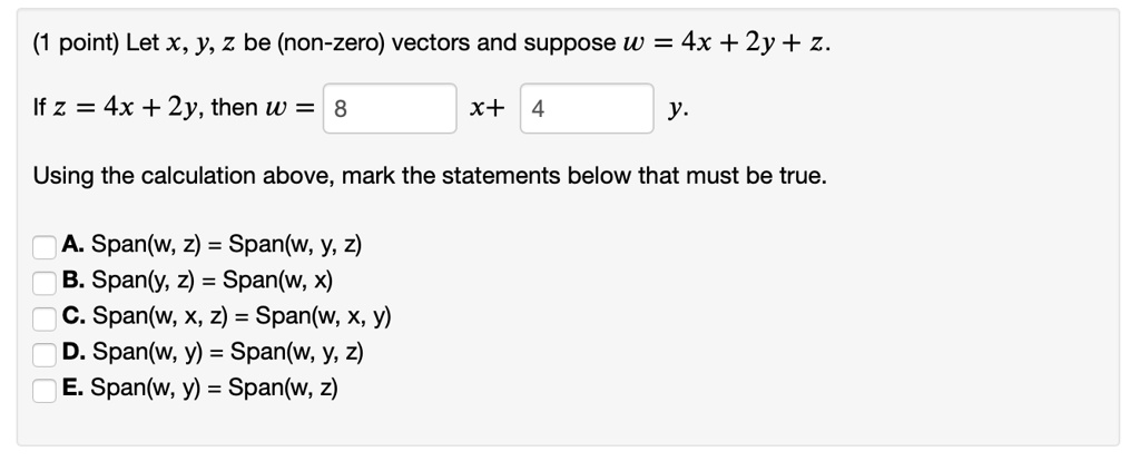 Point Let X Y Z Be Non Zero Vectors And Suppose W Itprospt