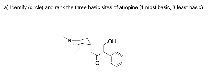 A Identify Circle And Rank The Three Basic Sites Of Atropine 1 Most