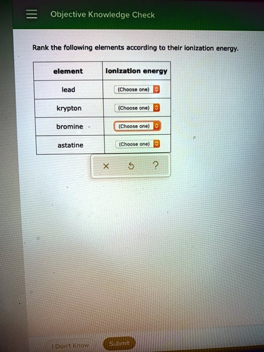 SOLVED Objective Knowledge Check Rank the following elements according