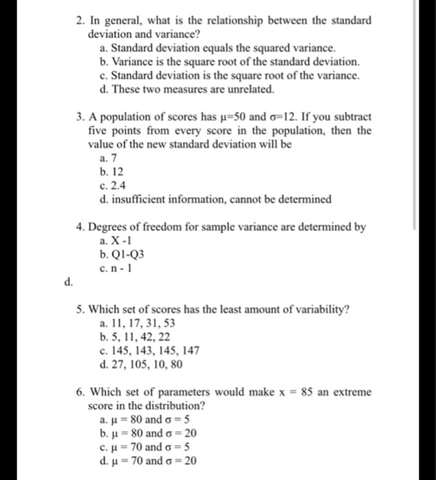 What is the relationship between the standard deviation and variance ...