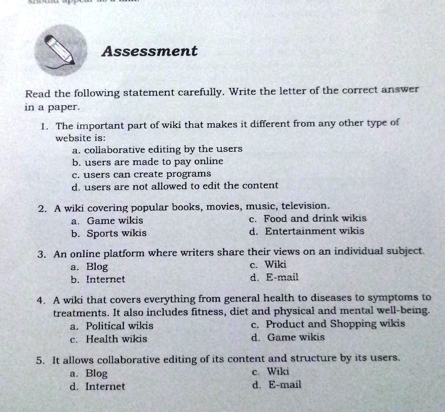 SOLVED: Can you guys help me in science? Assessment Read the following ...