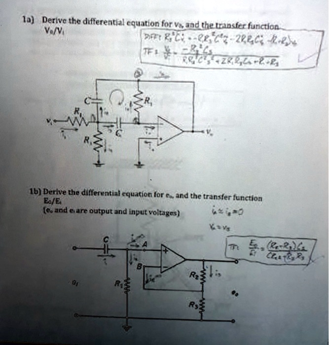 SOLVED: Derive the differential equation for v and the transfer ...