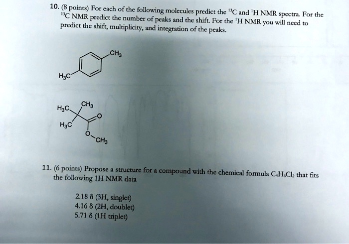 SOLVED: (8 points) For cach of the following molccules predict the 