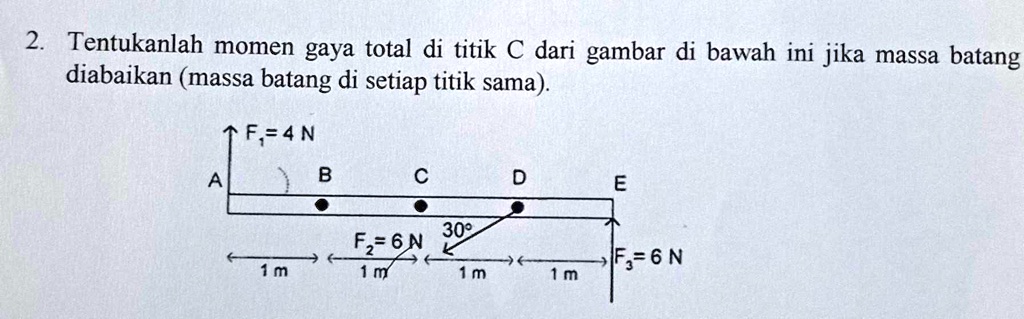 SOLVED: Tentukanlah momen gaya total di titik C dari gambar di bawah ...